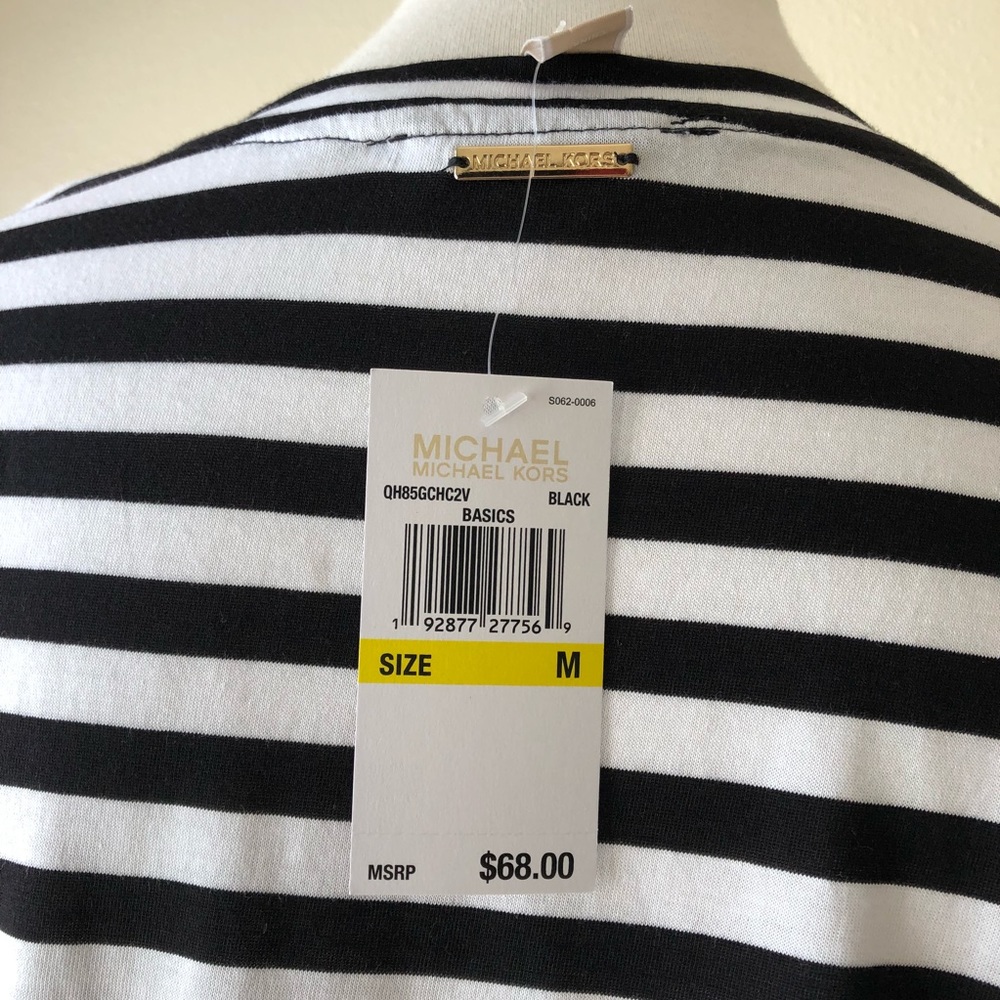 MICHAEL Michael Kors Black Stripe Front Tie Top - Picture 3 of 5